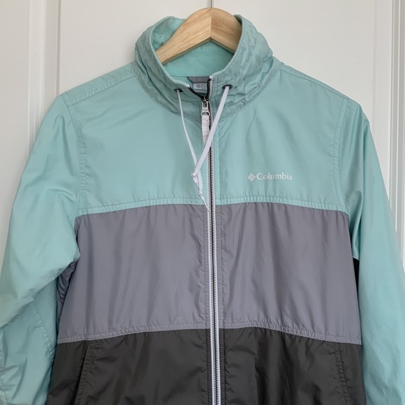 Columbia Women’s Colorblock Fleece Lined Full Zip Jacket Light Green/Grey S - Picture 2 of 7